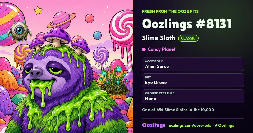 Oozlings #8131, a Classic Slime Sloth in Candy Planet