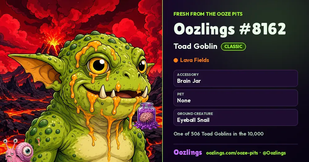 Oozlings #8162, a Classic Toad Goblin in Lava Fields