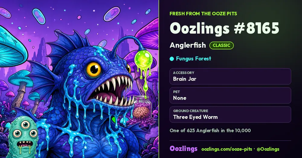 Oozlings #8165, a Classic Anglerfish in Fungus Forest