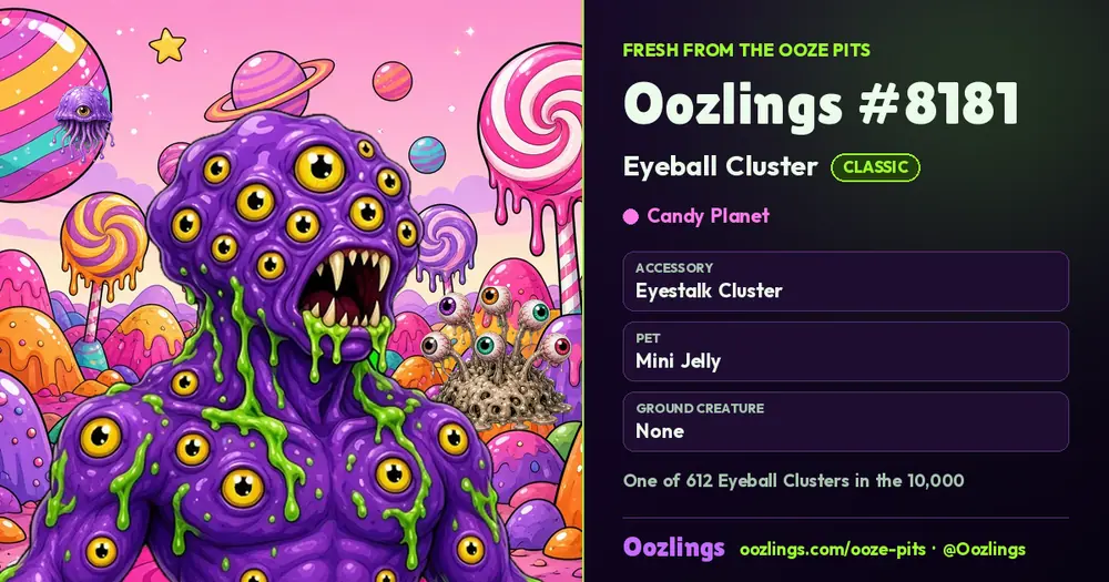 Oozlings #8181, a Classic Eyeball Cluster in Candy Planet