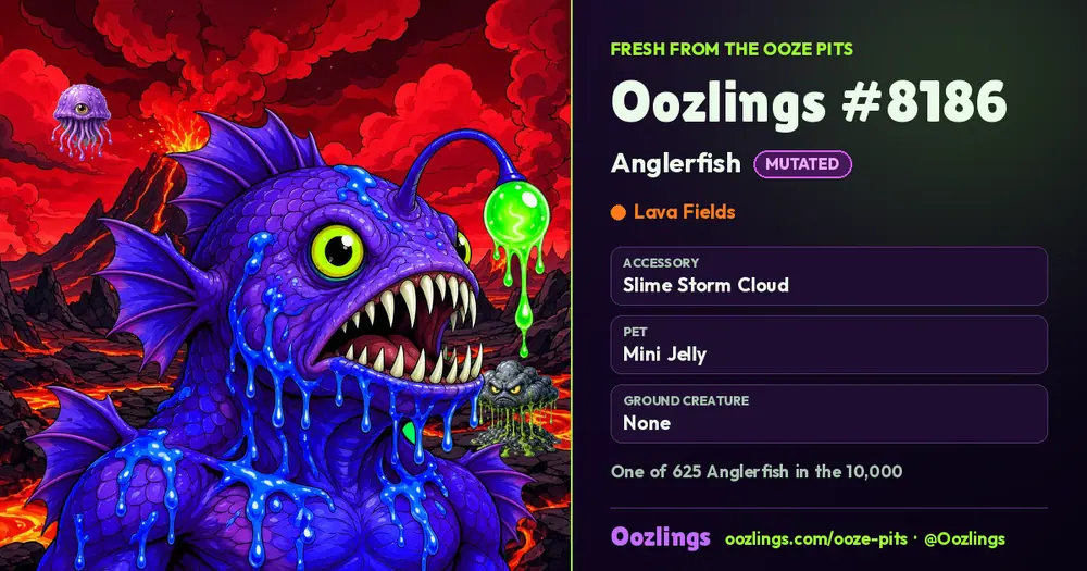 Oozlings #8186, a Mutated Anglerfish in Lava Fields
