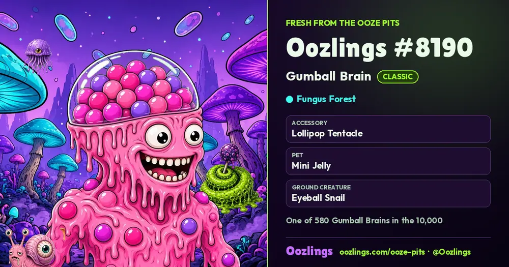 Oozlings #8190, a Classic Gumball Brain in Fungus Forest