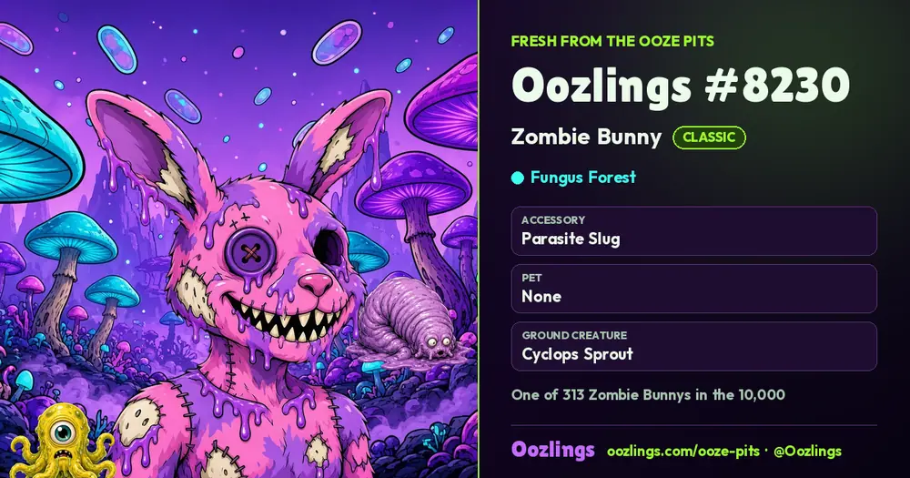 Oozlings #8230, a Classic Zombie Bunny in Fungus Forest