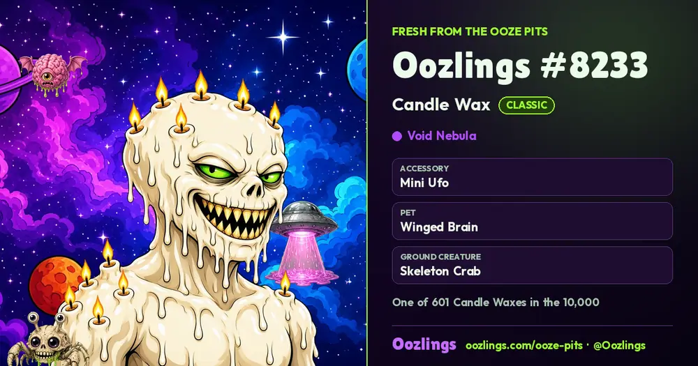 Oozlings #8233, a Classic Candle Wax in Void Nebula