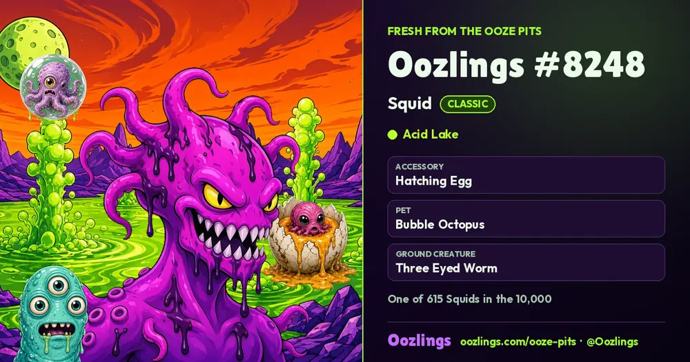 Oozlings #8248, a Classic Squid in Acid Lake