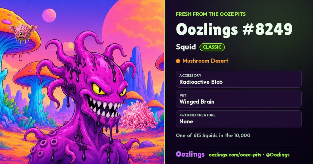 Oozlings #8249, a Classic Squid in Mushroom Desert