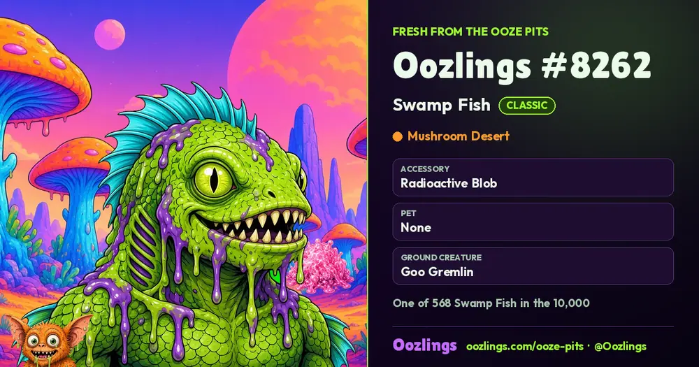 Oozlings #8262, a Classic Swamp Fish in Mushroom Desert