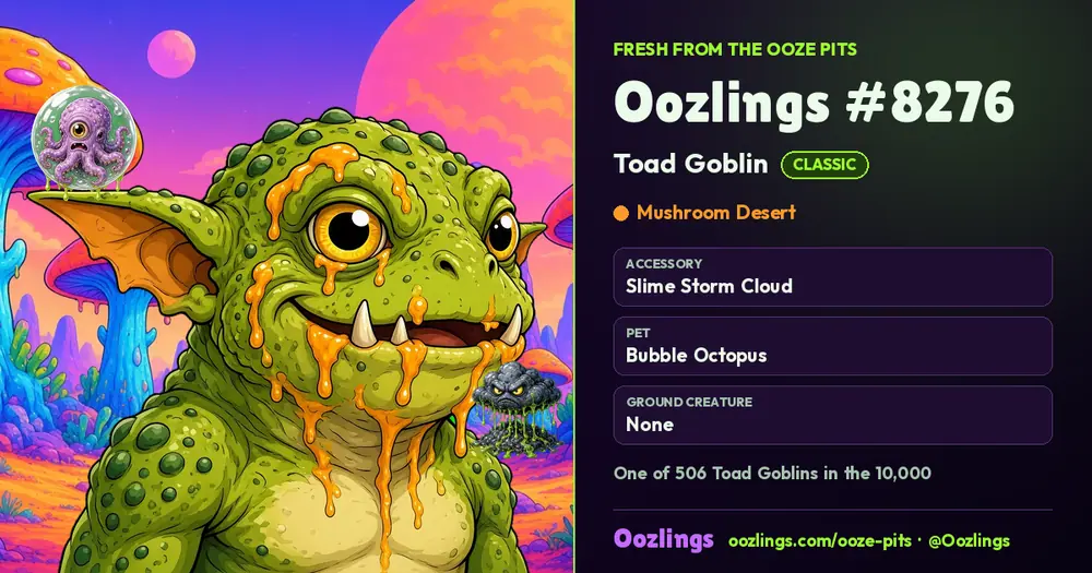 Oozlings #8276, a Classic Toad Goblin in Mushroom Desert