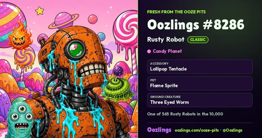 Oozlings #8286, a Classic Rusty Robot in Candy Planet