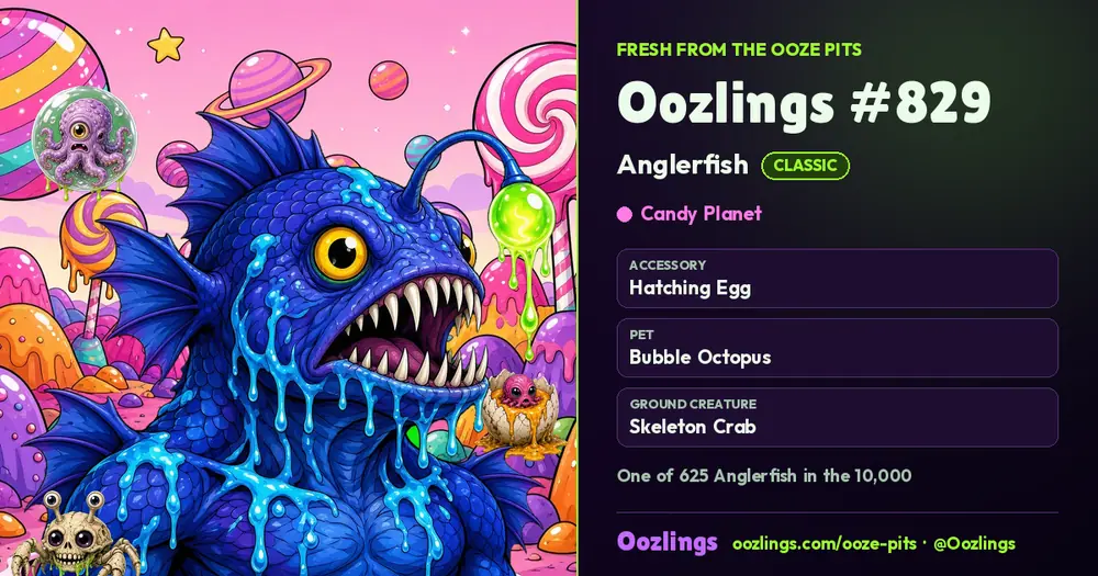 Oozlings #829, a Classic Anglerfish in Candy Planet