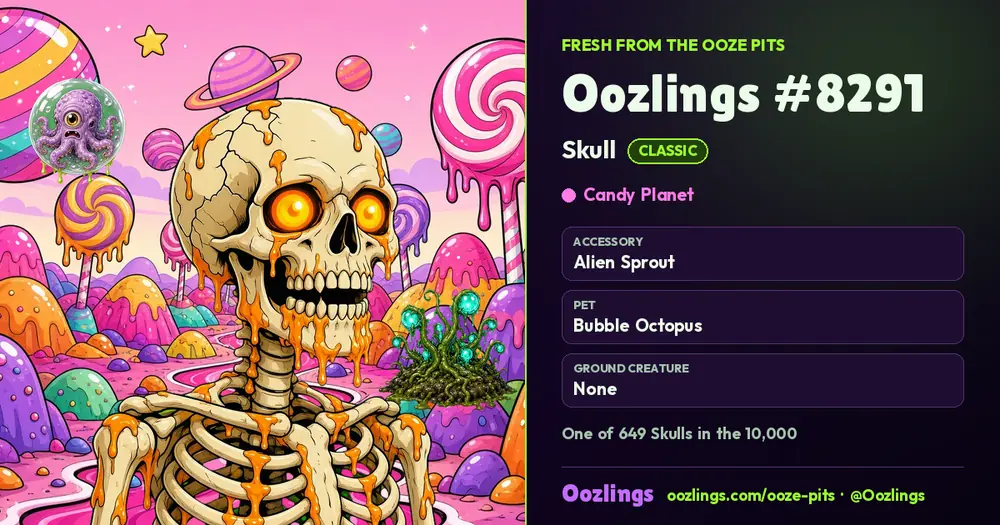 Oozlings #8291, a Classic Skull in Candy Planet