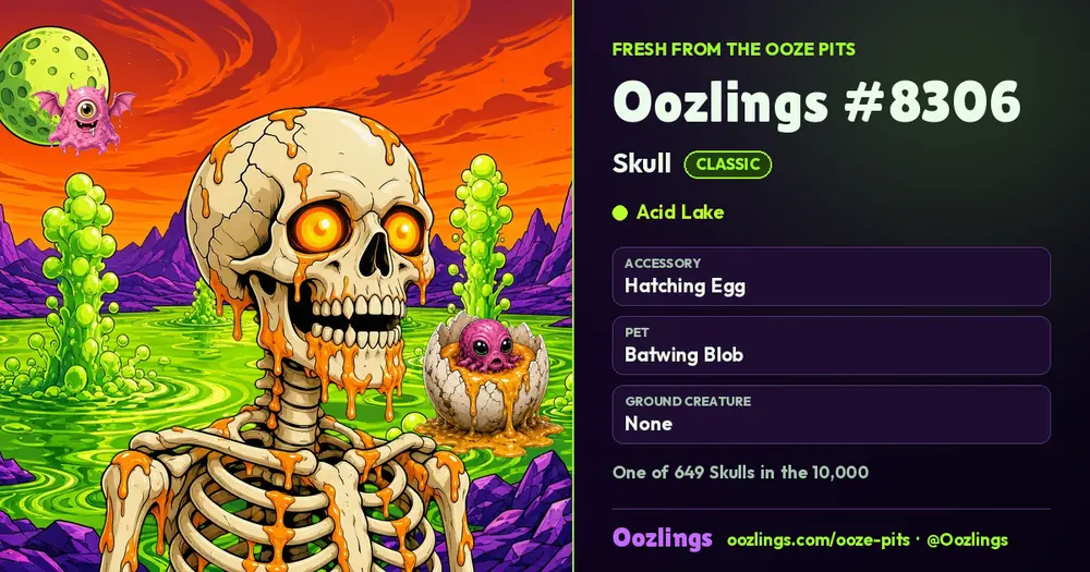 Oozlings #8306, a Classic Skull in Acid Lake