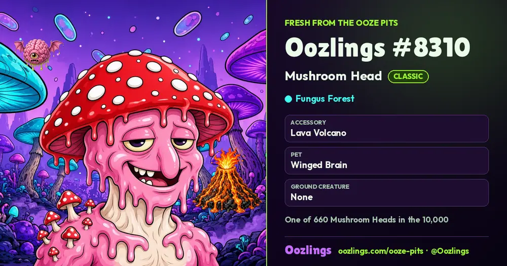 Oozlings #8310, a Classic Mushroom Head in Fungus Forest