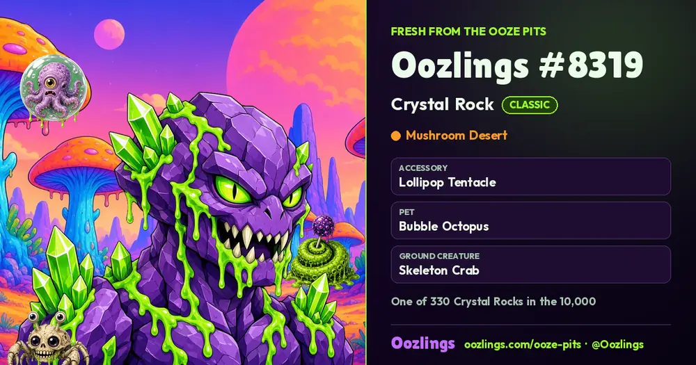 Oozlings #8319, a Classic Crystal Rock in Mushroom Desert