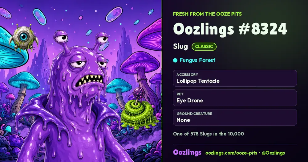 Oozlings #8324, a Classic Slug in Fungus Forest