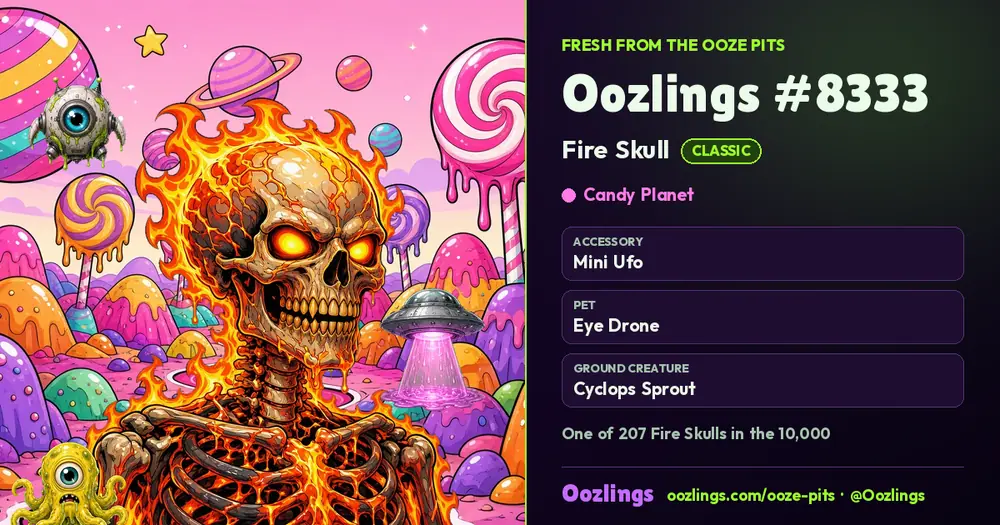 Oozlings #8333, a Classic Fire Skull in Candy Planet
