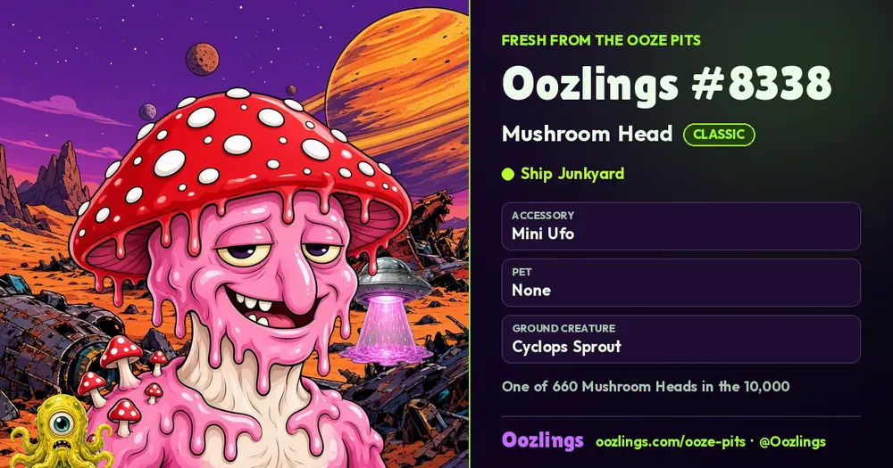 Oozlings #8338, a Classic Mushroom Head in Ship Junkyard