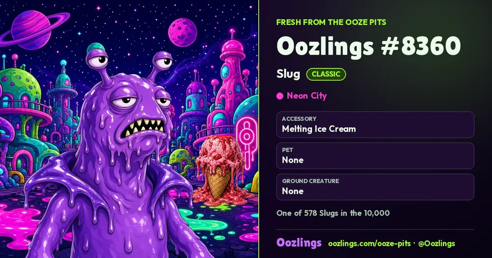 Oozlings #8360, a Classic Slug in Neon City