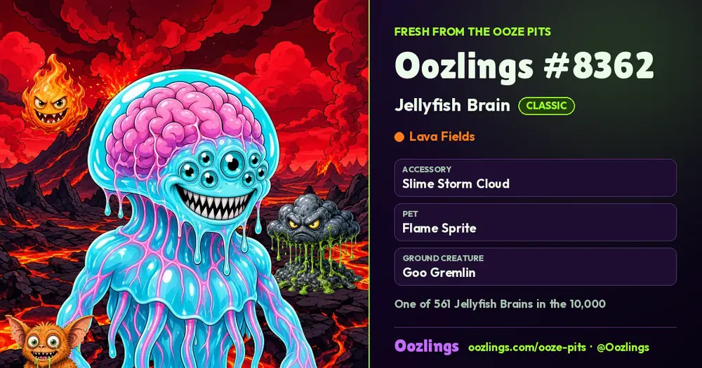 Oozlings #8362, a Classic Jellyfish Brain in Lava Fields