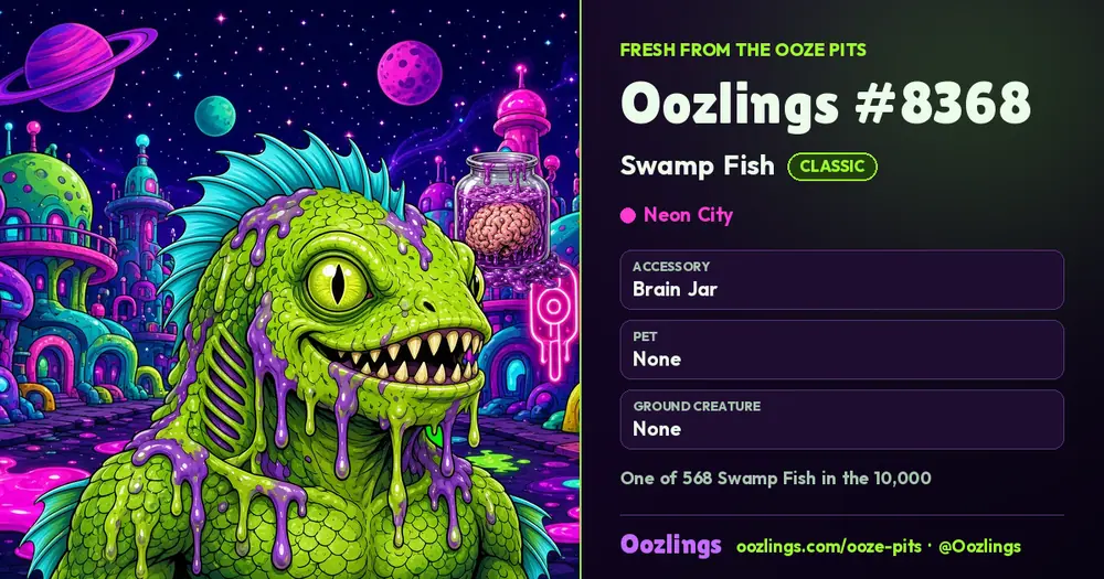 Oozlings #8368, a Classic Swamp Fish in Neon City