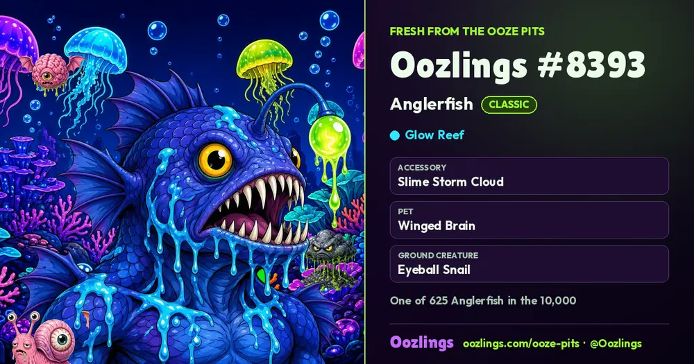 Oozlings #8393, a Classic Anglerfish in Glow Reef