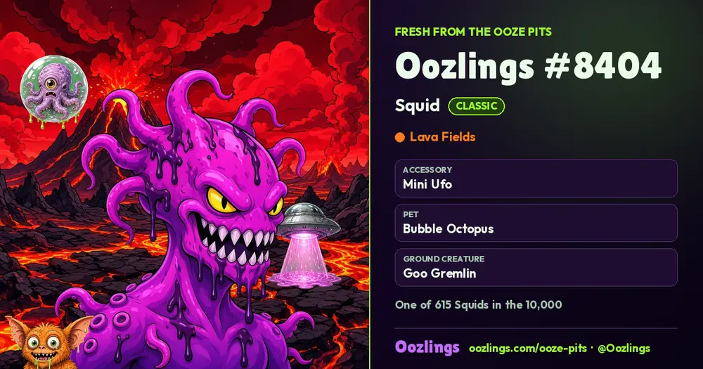 Oozlings #8404, a Classic Squid in Lava Fields