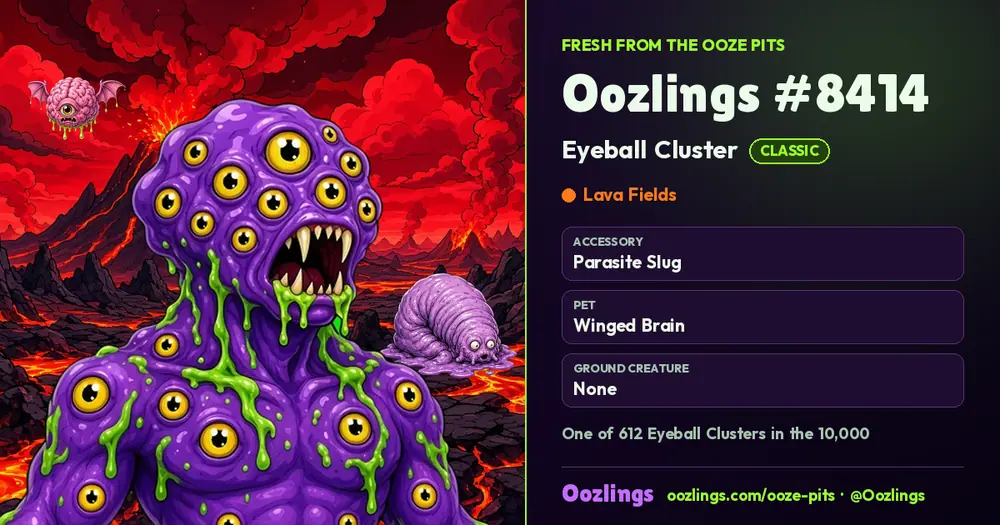 Oozlings #8414, a Classic Eyeball Cluster in Lava Fields
