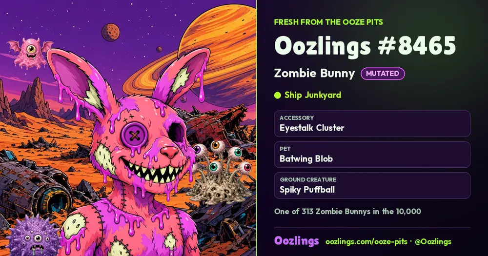Oozlings #8465, a Mutated Zombie Bunny in Ship Junkyard