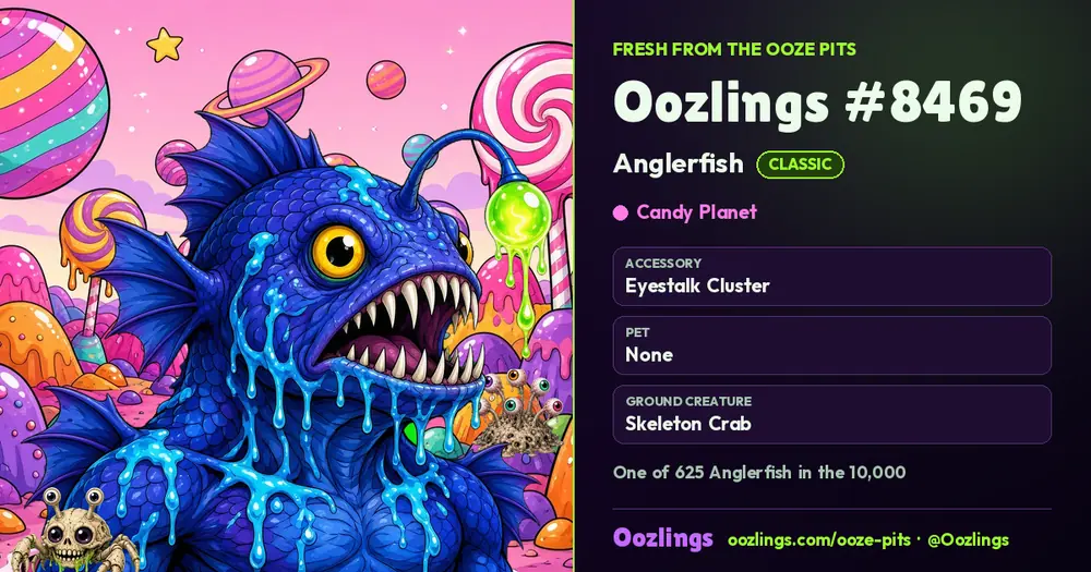 Oozlings #8469, a Classic Anglerfish in Candy Planet