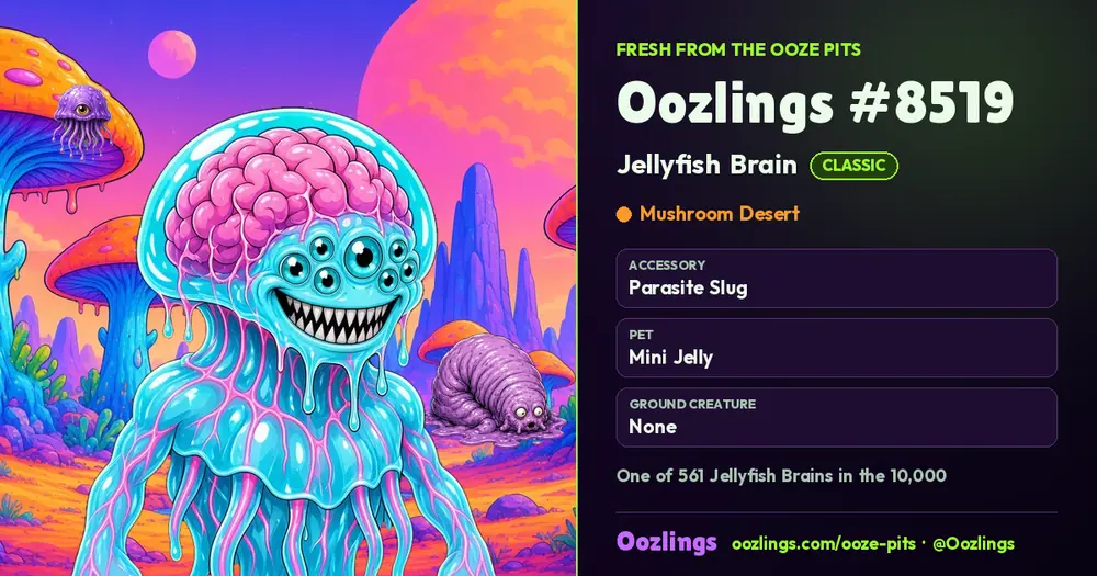 Oozlings #8519, a Classic Jellyfish Brain in Mushroom Desert