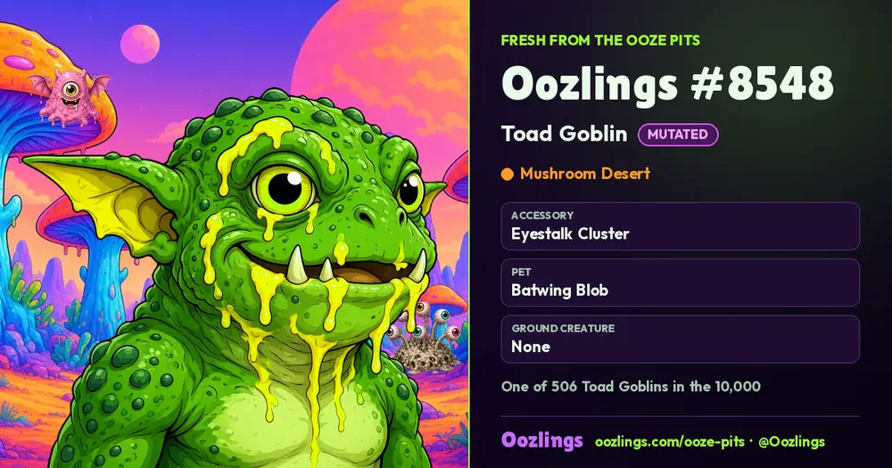 Oozlings #8548, a Mutated Toad Goblin in Mushroom Desert