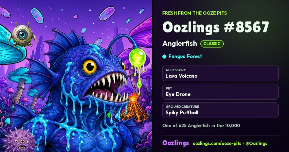 Oozlings #8567, a Classic Anglerfish in Fungus Forest