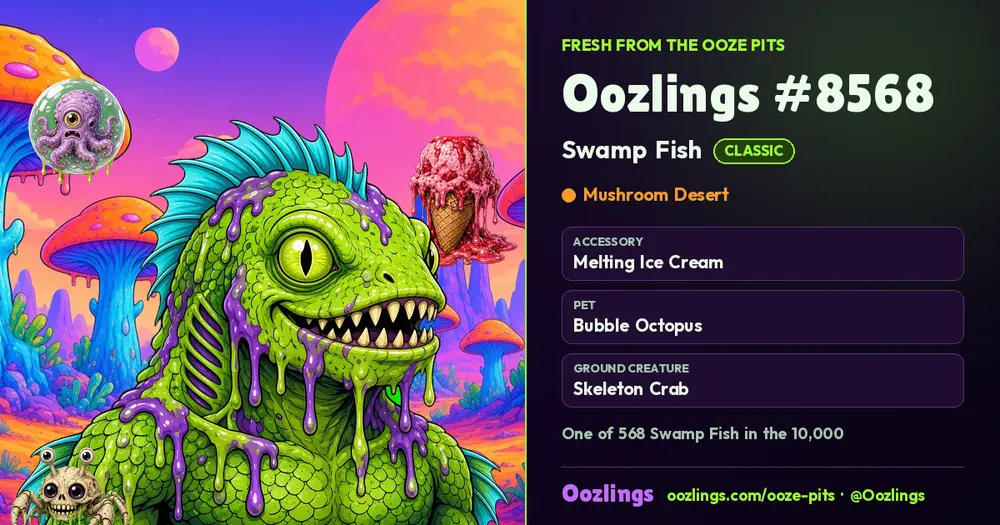 Oozlings #8568, a Classic Swamp Fish in Mushroom Desert