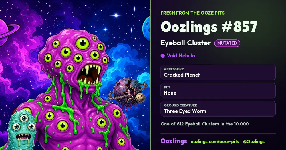 Oozlings #857, a Mutated Eyeball Cluster in Void Nebula