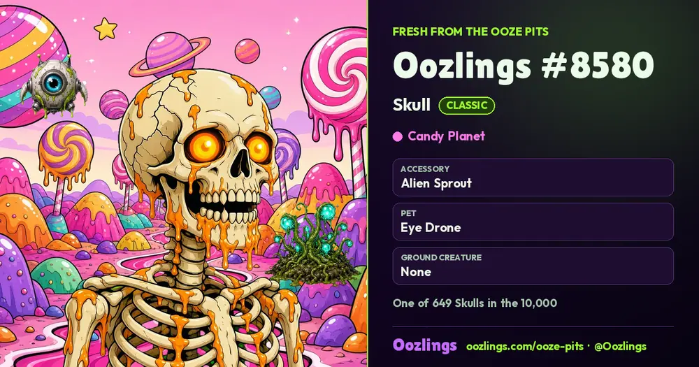 Oozlings #8580, a Classic Skull in Candy Planet