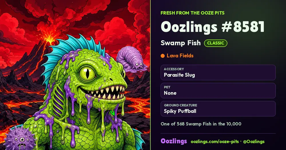 Oozlings #8581, a Classic Swamp Fish in Lava Fields
