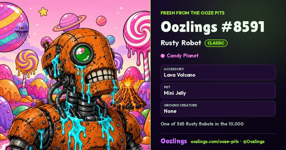 Oozlings #8591, a Classic Rusty Robot in Candy Planet