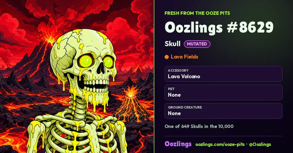 Oozlings #8629, a Mutated Skull in Lava Fields