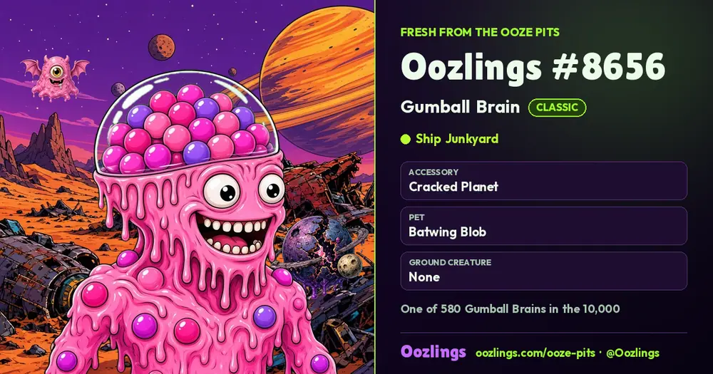Oozlings #8656, a Classic Gumball Brain in Ship Junkyard