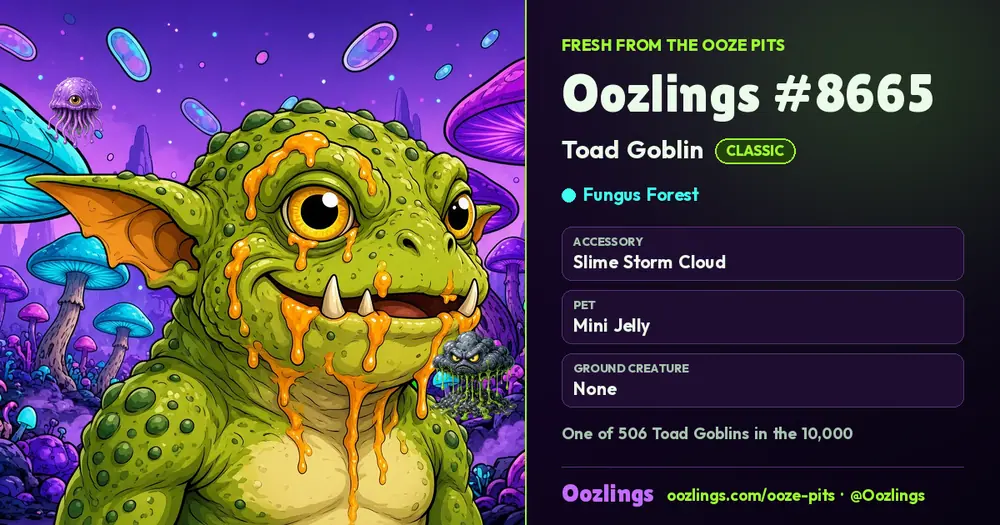 Oozlings #8665, a Classic Toad Goblin in Fungus Forest