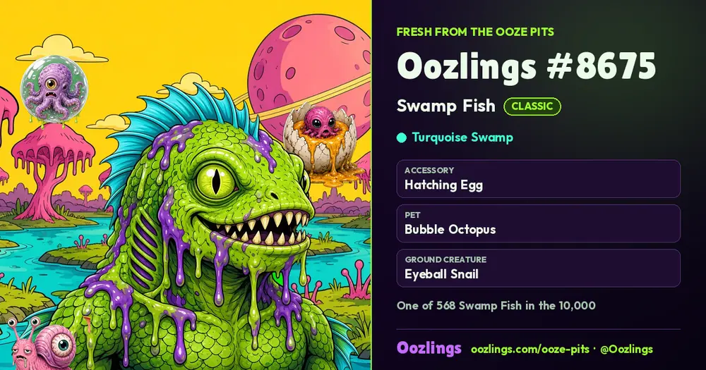 Oozlings #8675, a Classic Swamp Fish in Turquoise Swamp