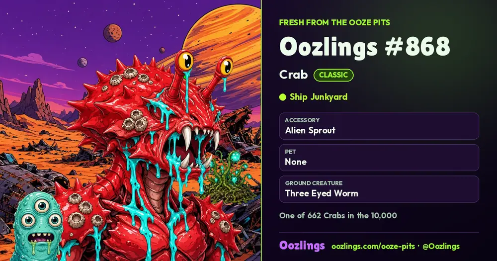 Oozlings #868, a Classic Crab in Ship Junkyard