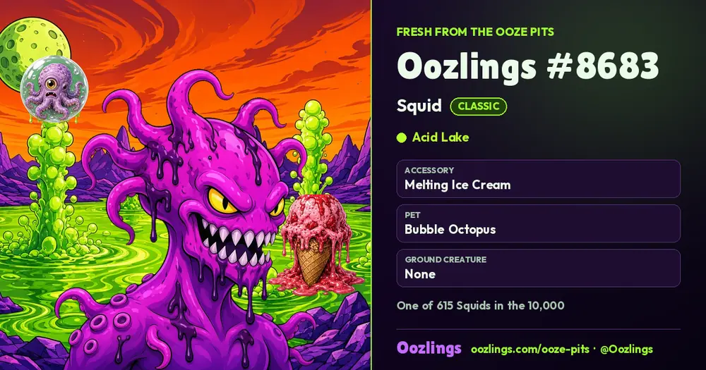 Oozlings #8683, a Classic Squid in Acid Lake
