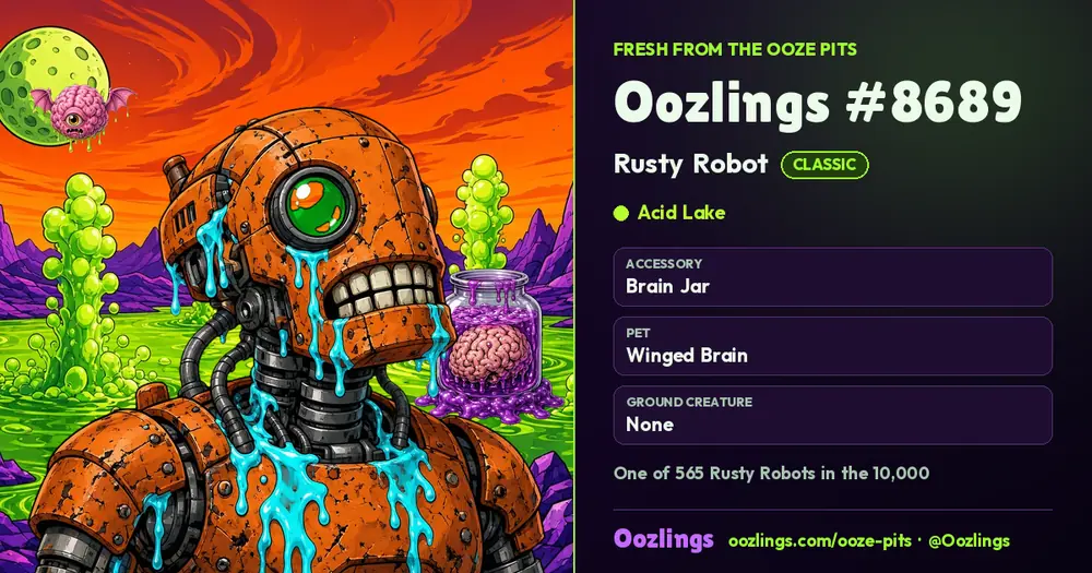 Oozlings #8689, a Classic Rusty Robot in Acid Lake