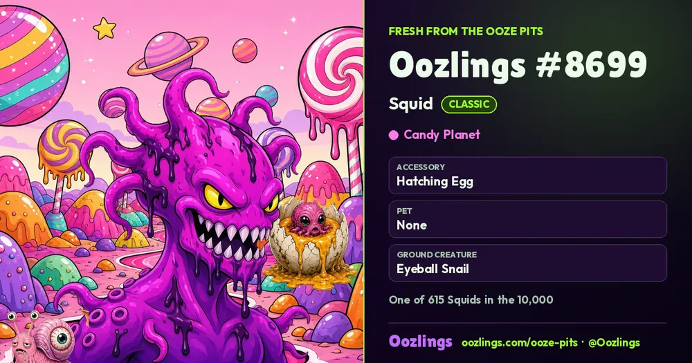 Oozlings #8699, a Classic Squid in Candy Planet