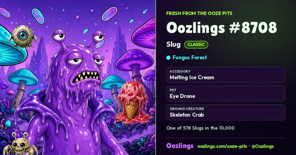 Oozlings #8708, a Classic Slug in Fungus Forest