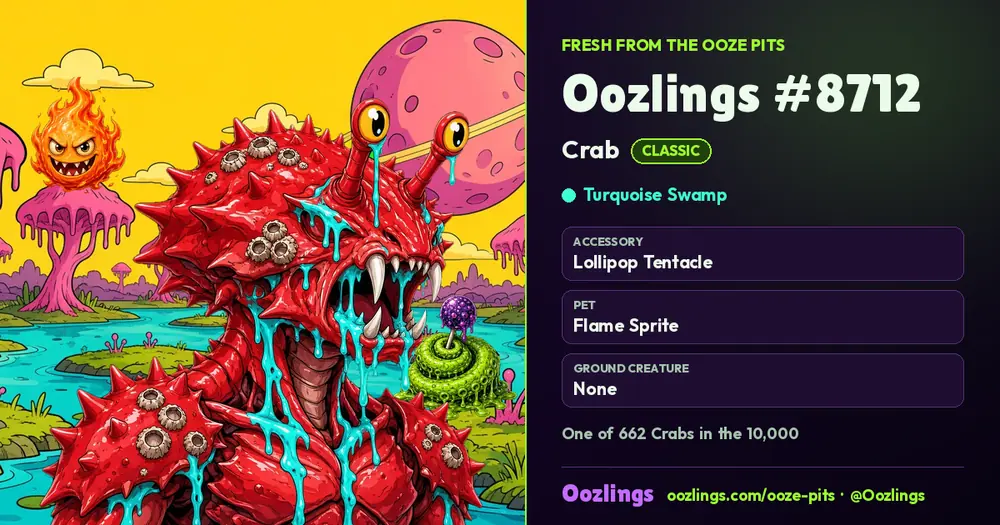Oozlings #8712, a Classic Crab in Turquoise Swamp