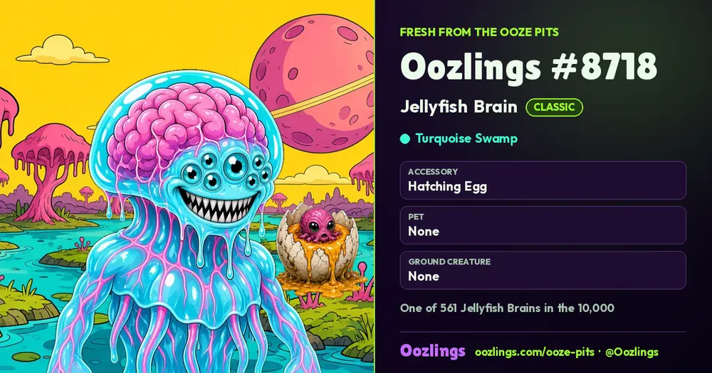 Oozlings #8718, a Classic Jellyfish Brain in Turquoise Swamp