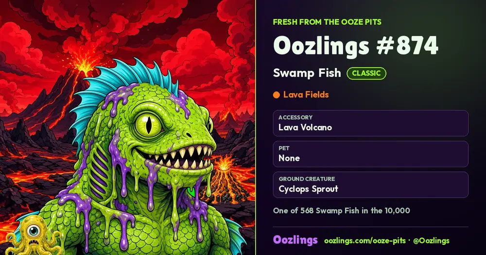 Oozlings #874, a Classic Swamp Fish in Lava Fields