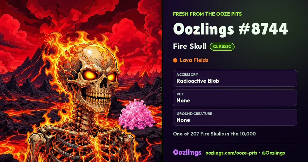 Oozlings #8744, a Classic Fire Skull in Lava Fields